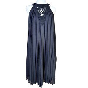 Anne Fontaine Dress‎ Nelcy Size 38 Accordion Pleats Lined Black Cocktail Luxury